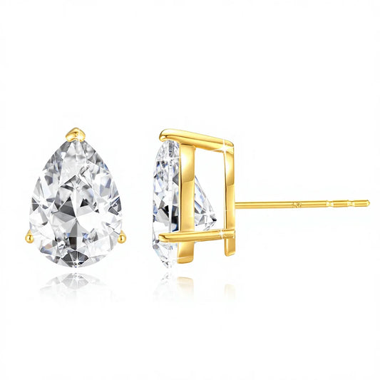 Gioiellieri Luxury Fine Jewellery Gift Christmas Engagement Woman Real 14K Gold Hollow 1ct 2 Carat Pear Cut Moissanite Gold Stud Earrings