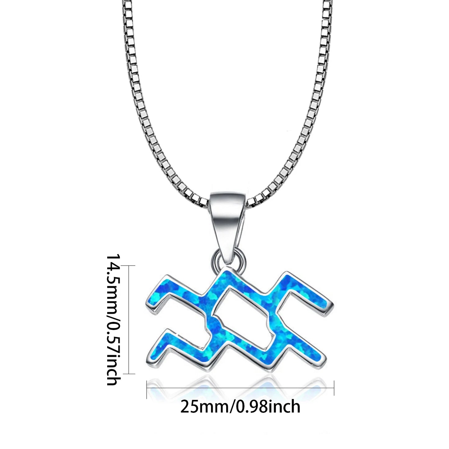 Aquarius Zodiac Sign Pendant Necklace Aobao Adjustable Chain Fashion Jewelry for Daily Wear