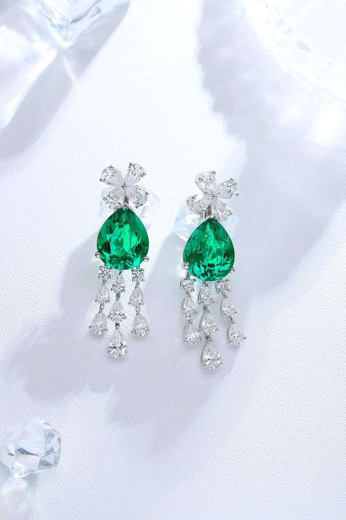 Gemfiori Anster High Quality S925 Lab Grown Emerald Earring Stud Dainty Gemstone Stud Earrings for Women Daily Wear Gift