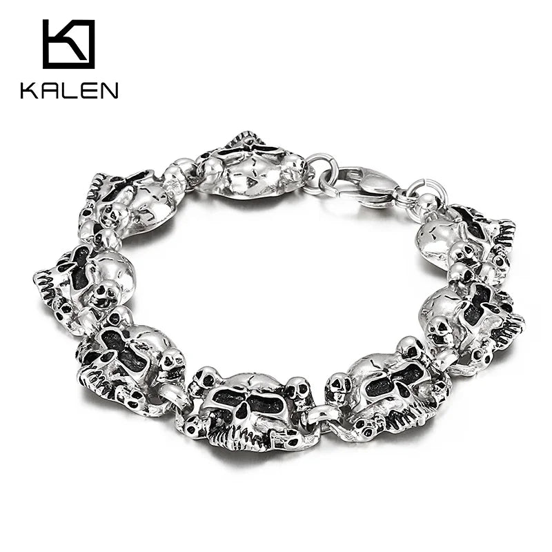 KALEN Skull Link Bracelet Personal Punk Skeleton Hand Bracelet Jewelry