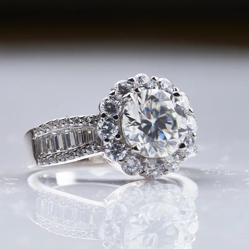 Luxury 2 Karat Moissanite Ring Fine Jewelry S925 Sterling Silver pink Blue Green Moissanite Engagement Diamond Ring for Women