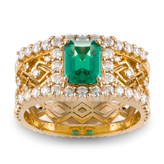 Gemfiori Messi Jewelry Ring Gold Fashion Woman Gift Emerald Customs of the Western Regions Wedding Party Unisex Engagement Ring