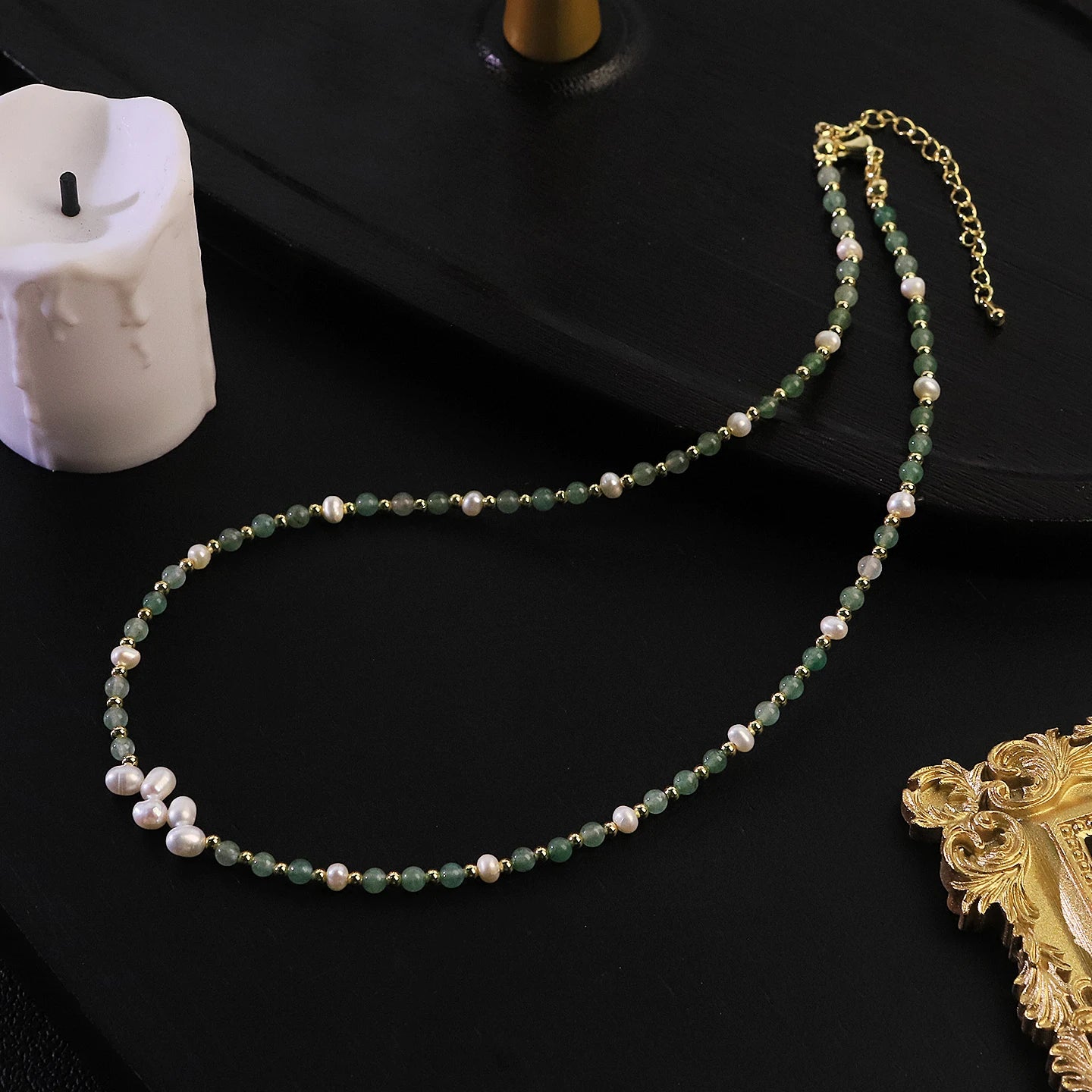 Natural Freshwater Pearl Jade Beaded Choker Necklace for Daily Office Banquet Jewelry Gift Dainty Pearl Necklace Fashion Jewelry
