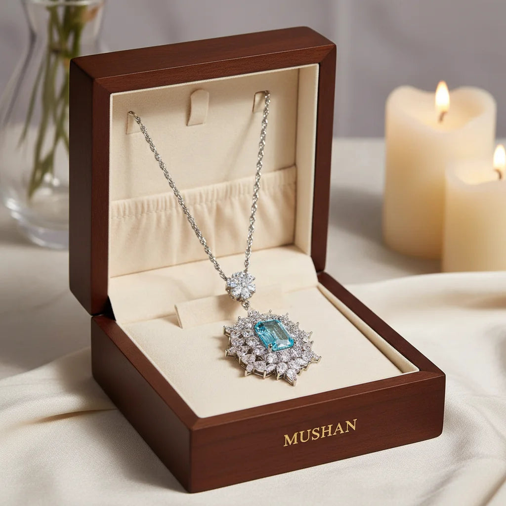 MUSHAN Jewelry Factory 925 Sterling Silver Necklace for Women High Quality Synthetic Sapphire Gemstones Necklaces Pendants Jewel