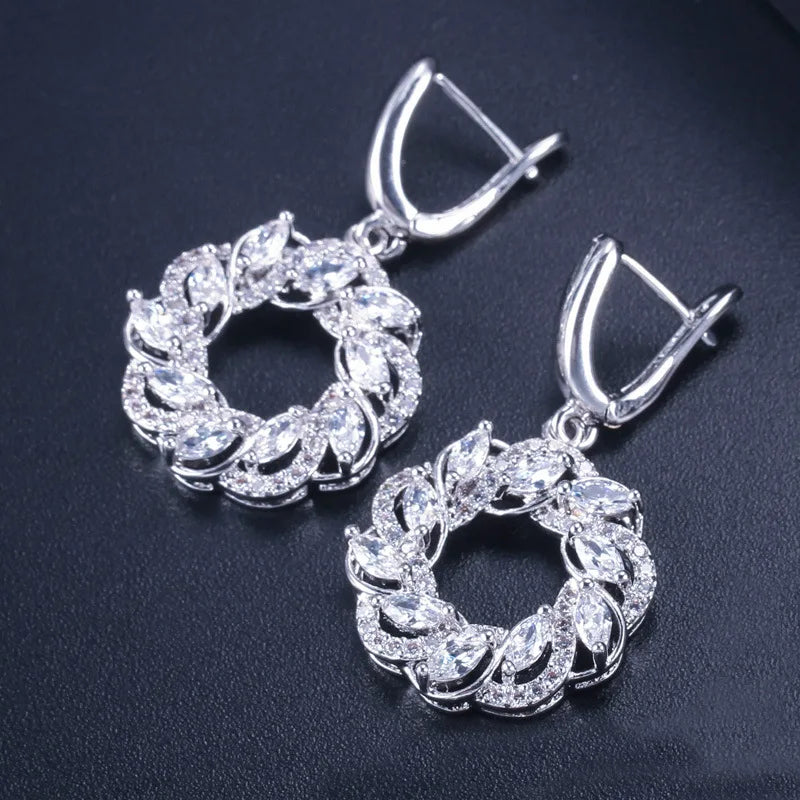 Gemfiori 2022 New Trendy Bridal 925 Silver Drop Earrings Zirconia Dangle Jewelry for Women's Wedding Giftable and Stylish