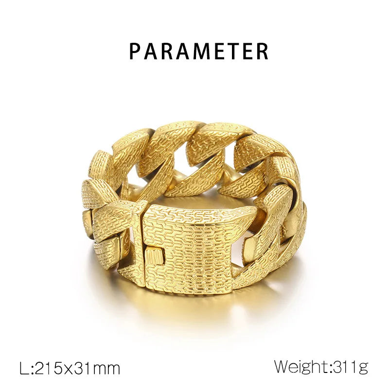 Unique Trendy Men's Luxury Distressed Antique Silver and Gold 31mm Thick Stainless Steel Chain & Link Bracelet-Gift