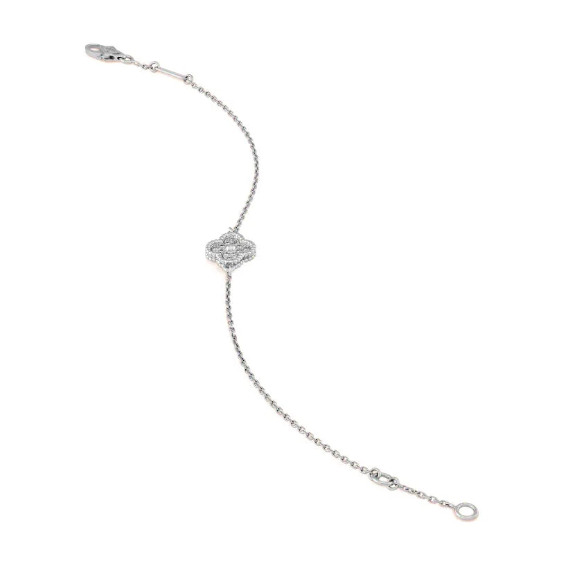 MuShan Jewelry Factory Pure Silver High Version of the Van Gogh Four-leaf Clover Bracelet  Single Flower Full Diamond S925