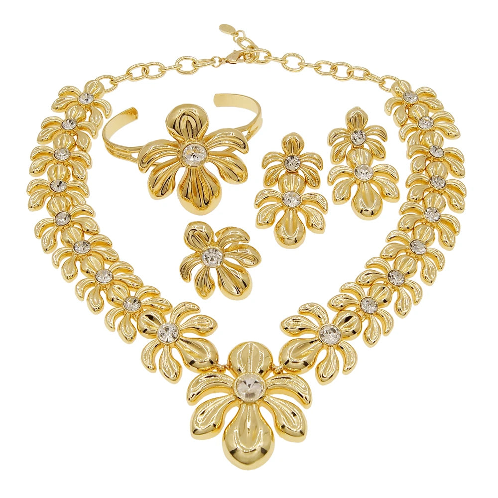 Zhuerrui Pendant Bangle Earrings Ring Chain Jewelry Set Italian Bridal Jewelry Set Women's Necklace Jewelry Set H00485