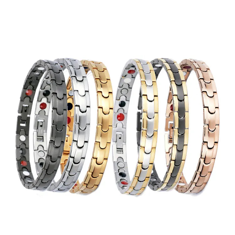 High Quality Waterproof No Tarnish  Stainless Steel Magnetic Therapy Arthritis Germanium 4 in 1 Energy Bracelet Japan