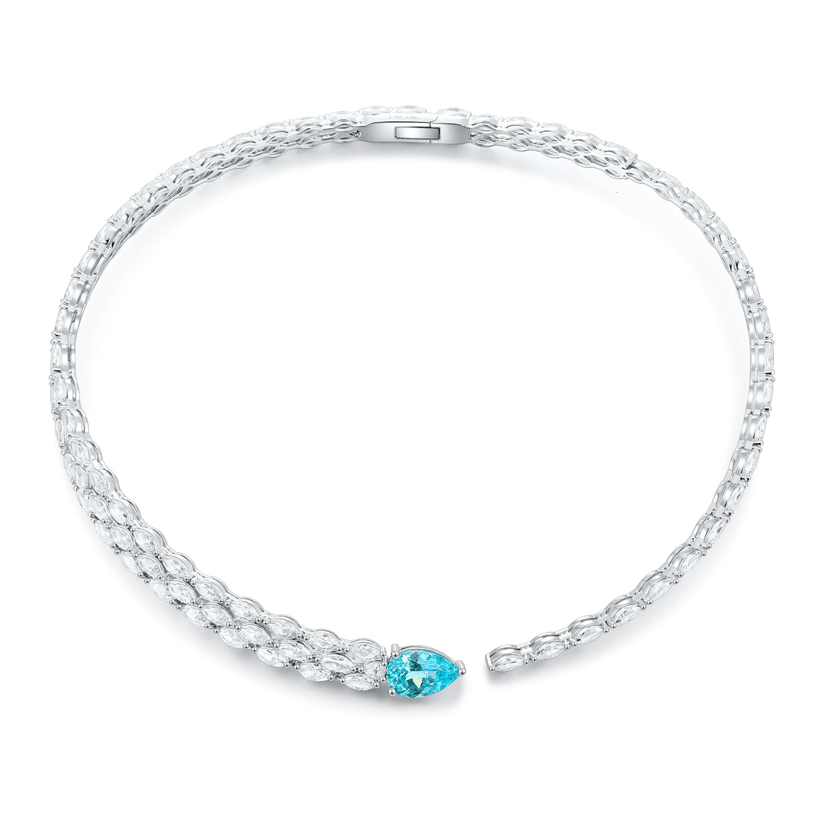 Gemfiori Lab Paraiba Pear 12.5*8mm 4.68ct 18k gold luxury Necklace Wedding jewelry Shenzhen custom jewelry Wuzhou Gemfiori