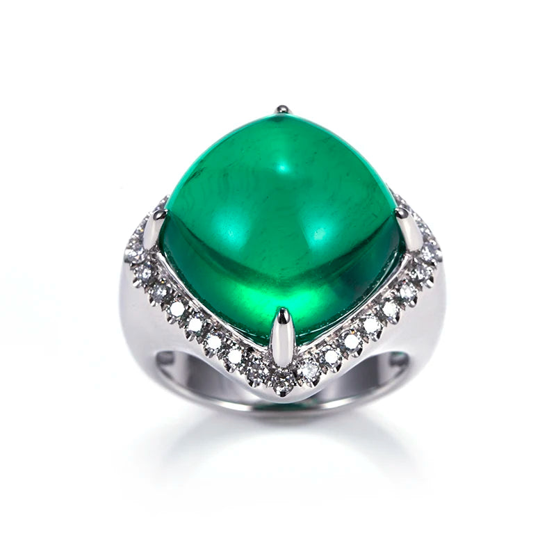 Messi Jewelry  MSR-1178 9K Gold  Custom Jewelry Moissanite Lab Emerald  Ring