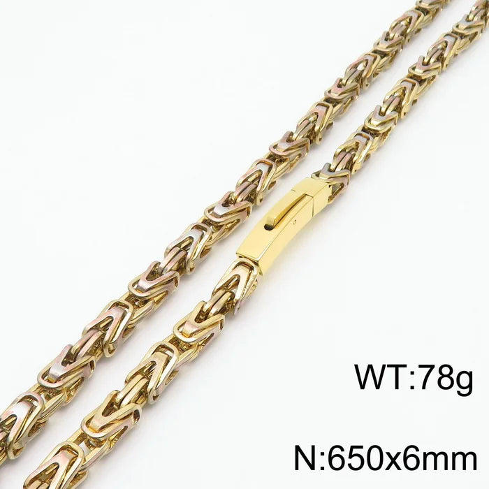 REBEL Men Vintage Stainless Steel Fading Effect Byzantine Links 660mm Necklace&220mm Bracelet Jewelry Set