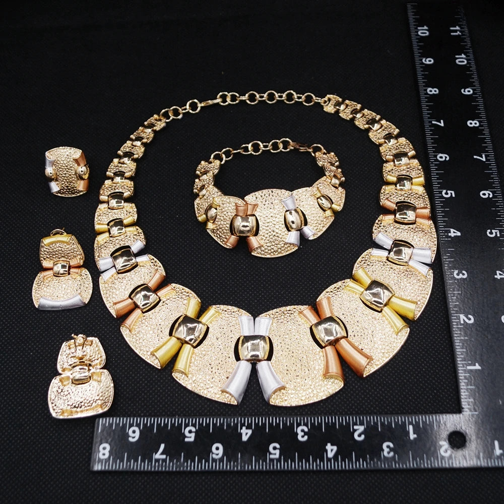 Italian Jewelry Set Alloy Brazilian Jewelry Sets Wedding Party Pendant Necklace Bracelet Ring Earrings Jewelry Set  I0151