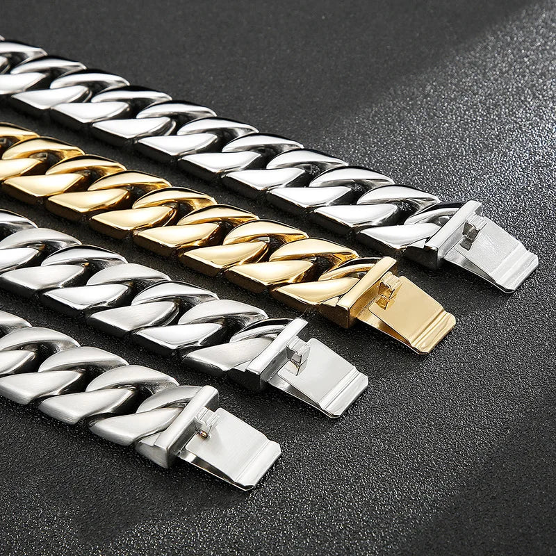 KALEN 20mm Miami Bracciali Peruviani Stainless Steel Cuban Hiphop Chain Link Bracelet