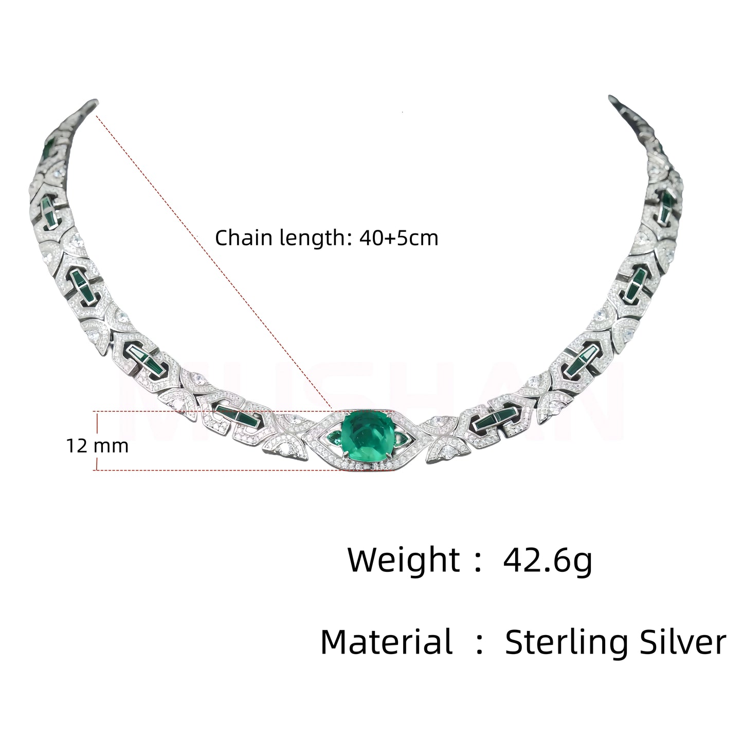 MUSHAN Factory's High Carbon Diamond 925 Sterling Silver Choker Necklace Musa Green Women's Clavicle Jewelry for Weddings