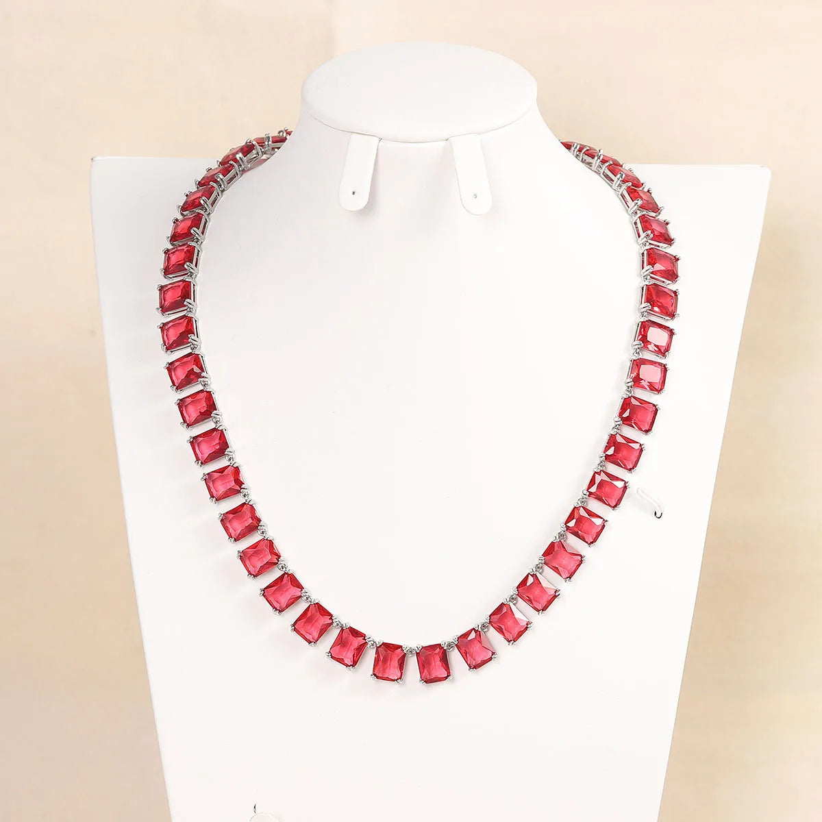 S&S Rectangle Crystal Tennis Chain Choker Necklace — Blue, Red, Green & Multi | S&S Collection