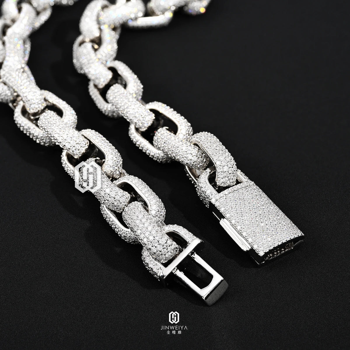 REBEL Iced Out 15mm Width Bling Cuban Chain Silver Plated Brass Setting 5A CZ Stones Hip Hop Fashion Necklace for Rappers