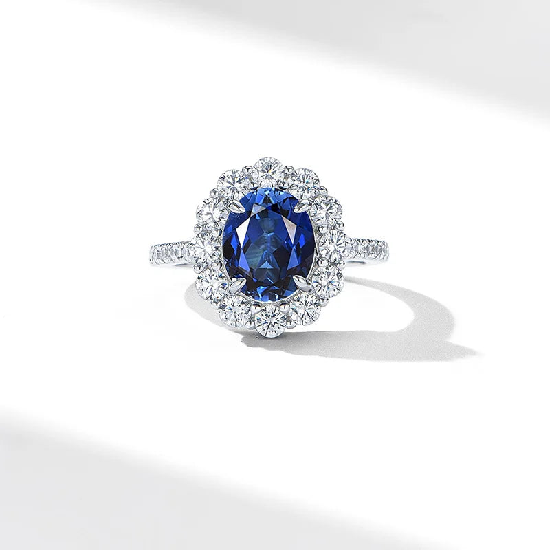 ArtistA 925 Sterling Silver Minimalist Infinity Ring Lab Grown Blue Sapphire Ring