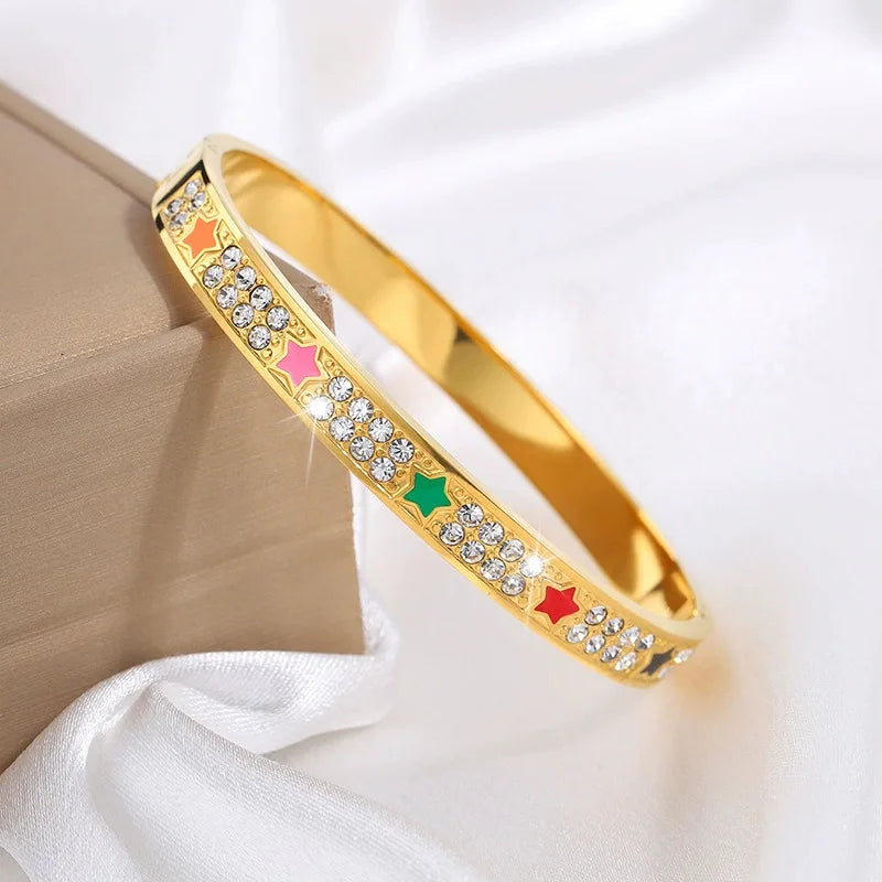 REBEL Stainless Inoxydable Stainless Steel 18K Gold Plated Roman Women Fashion Jewelry Bracelets Bangles