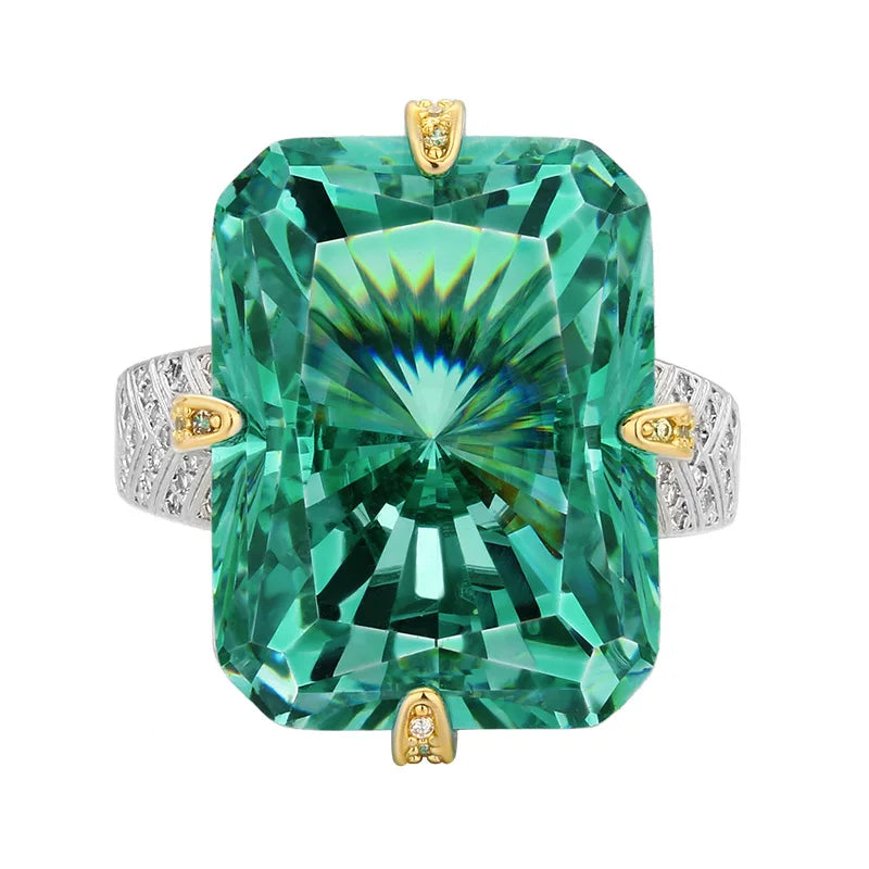 REDheart Brass Inlaid Zircon Plated Two-Color Opening Movable Ring Redean Chepara Flower Design Trendy Women's Brilliant Cut Diamond Set