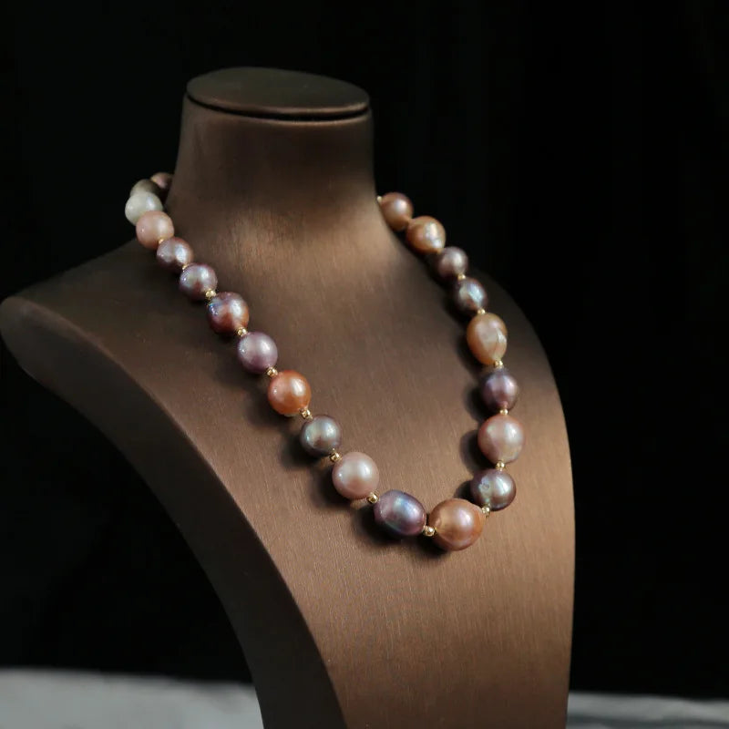 Luxury Natural Purple Edison Freshwater Pearl Necklace, Bracelet & Earrings Set — 18K Gold Plated