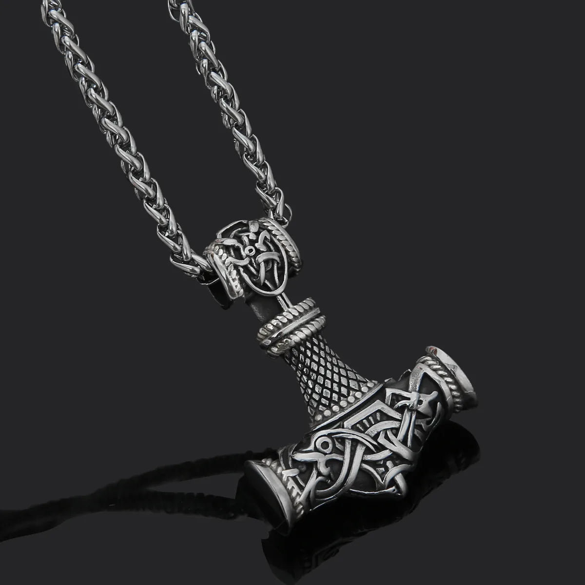 REBEL VIKING Odin Thor Hammer Amulet Pendant Necklace – Stainless Steel