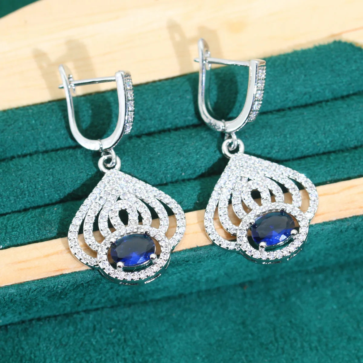 XOTICA New Arrivals Blue Zircon 925 Silver Sets for Women 18K Gold Wedding Bracelet Earrings Pendant Ring Perfect Birthday Gifts