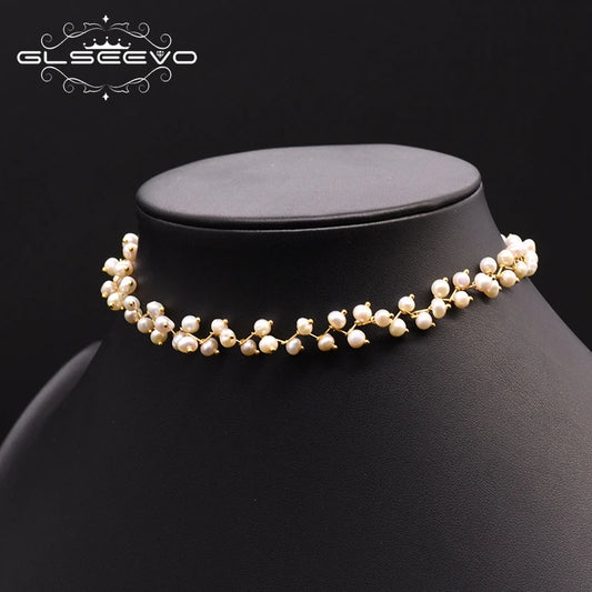Natural Fresh Water Pearl Choker Necklace for Women Wedding Engagement Handmade Jewelry