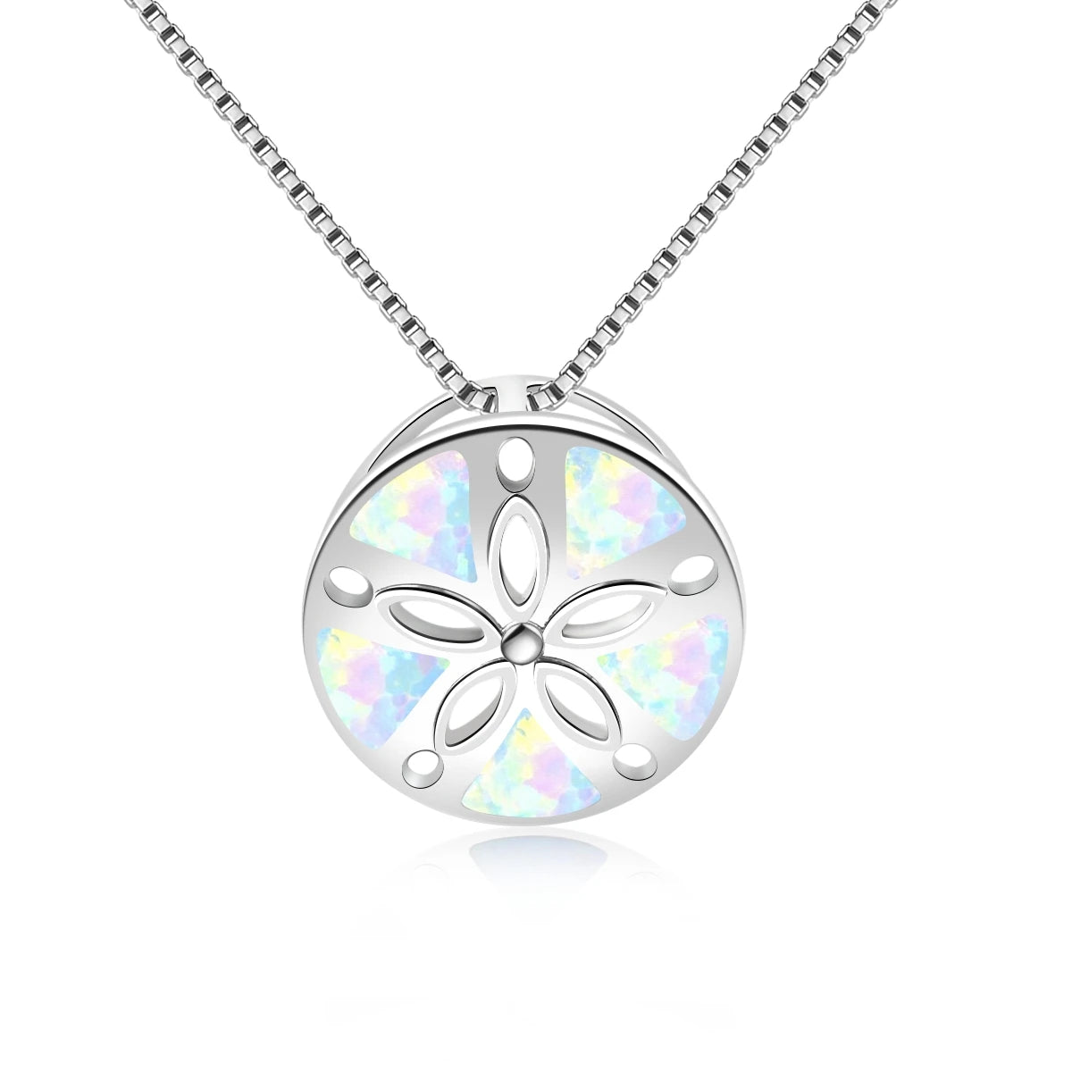 Sand Dollar Pendant - Blue Opal Inlaid Silver Plated Ocean Jewelry for Women Wholesale