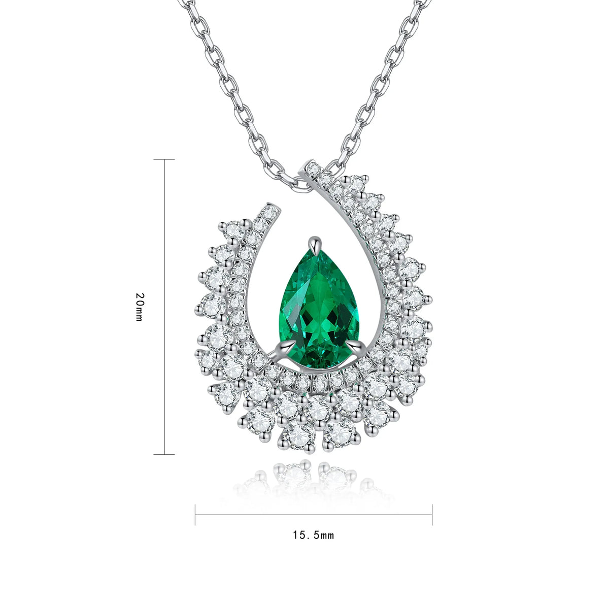 Gemfiori Anster 925 Sterling Silver High-quality Cultivated Emerald Necklace - Suitable for Parties or As a Gift