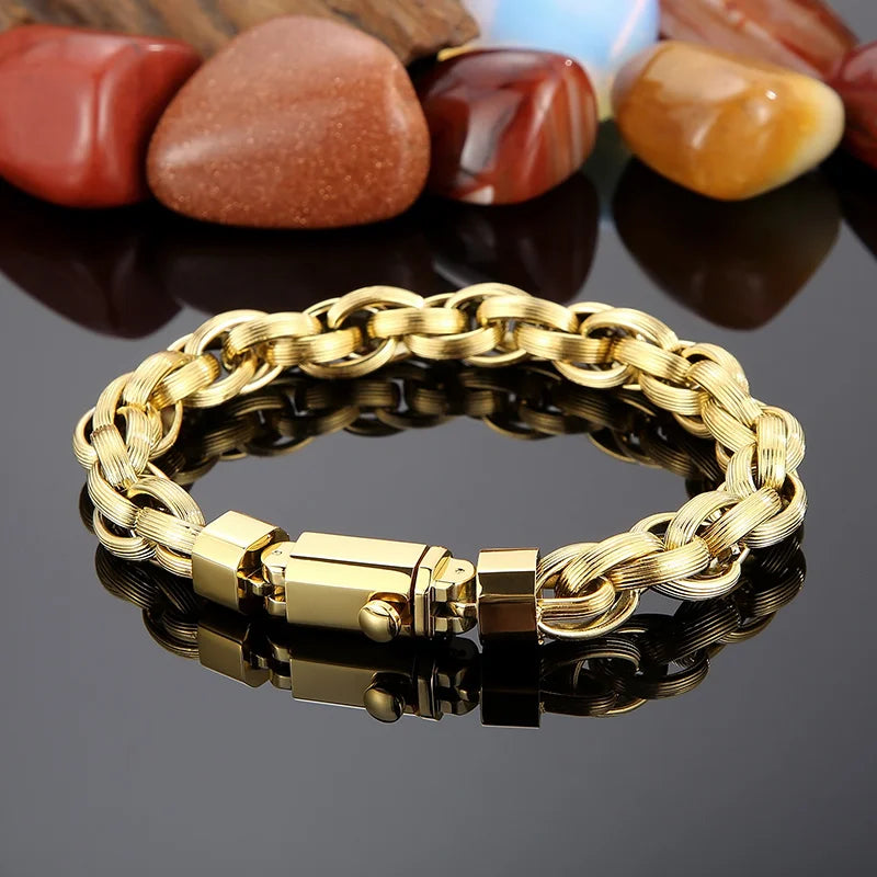 KALEN Fashion 235mm Hip-Hop Stainless Steel Chain Bracelets for Men