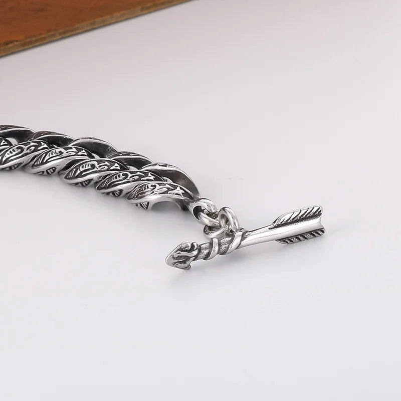 VIKING Eagle & Arrow Cuban Link Bracelet – Silver Stainless Steel
