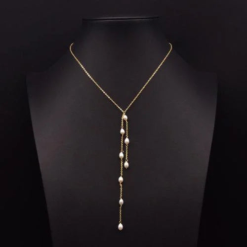 Natural Freshwater Pearl Choker Necklace Gold Plated Tassel Necklace for Women Bridal Wedding Luxury Fashion Fine Jewelry