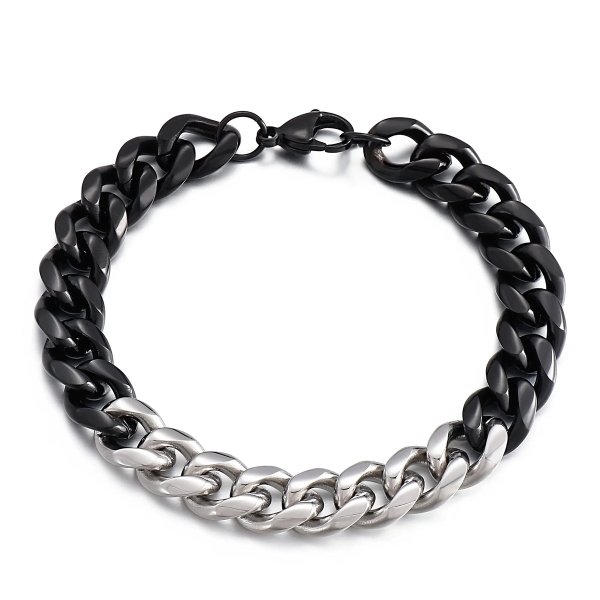 KALEN High Quality Punk Hiphop Jewelry Black Gold Plating Chunky Bracelets Men Stainless Steel Bracelet