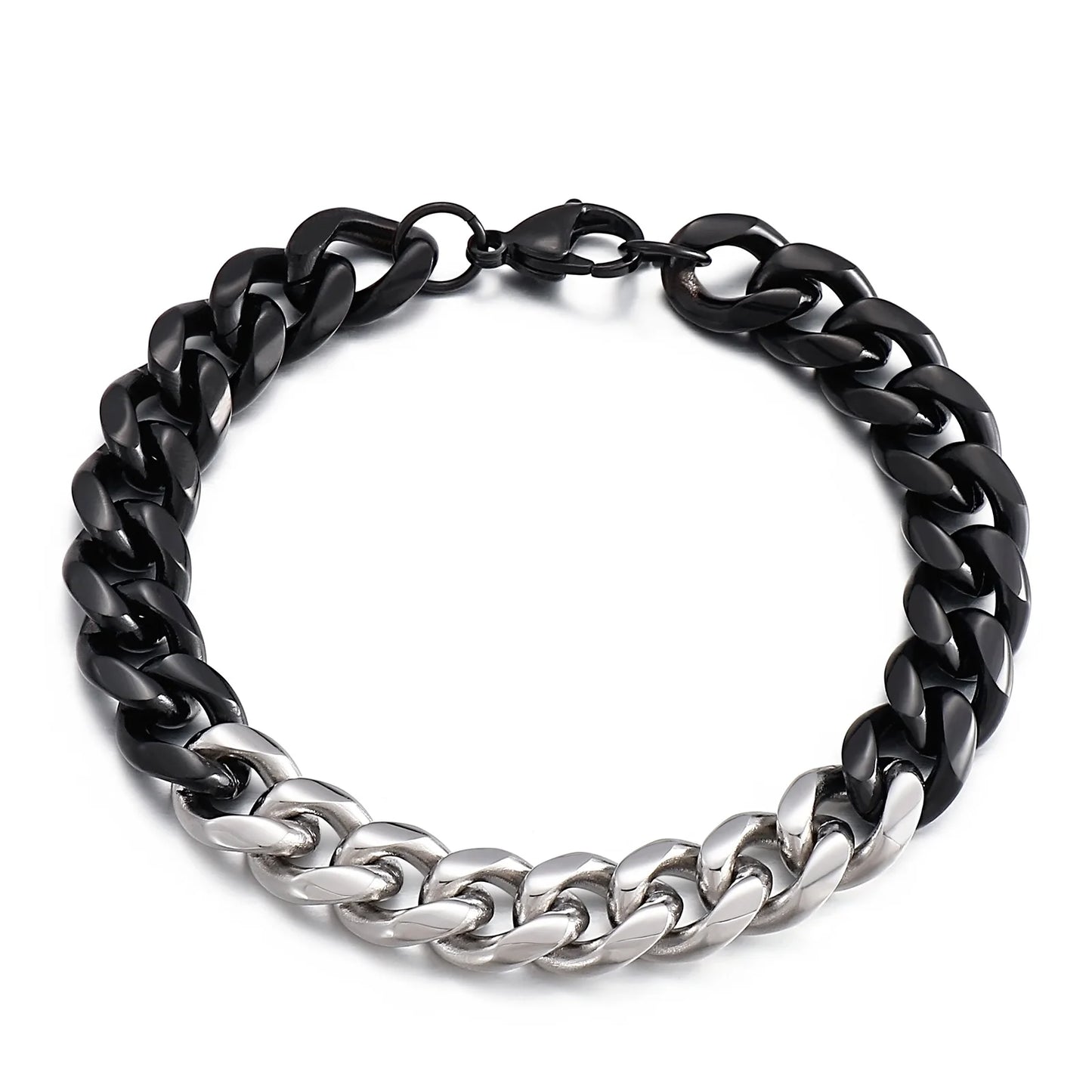 KALEN High Quality Punk Hiphop Jewelry Black Gold Plating Chunky Bracelets Men Stainless Steel Bracelet