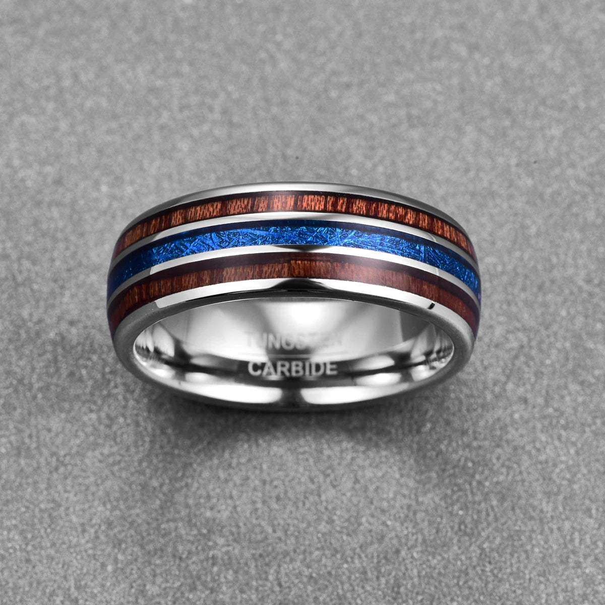 Wholesale 8mm Width Natural Color Polish Inlaid Wood fibre Men's Women's Unisex Tungsten Ring Jewelry