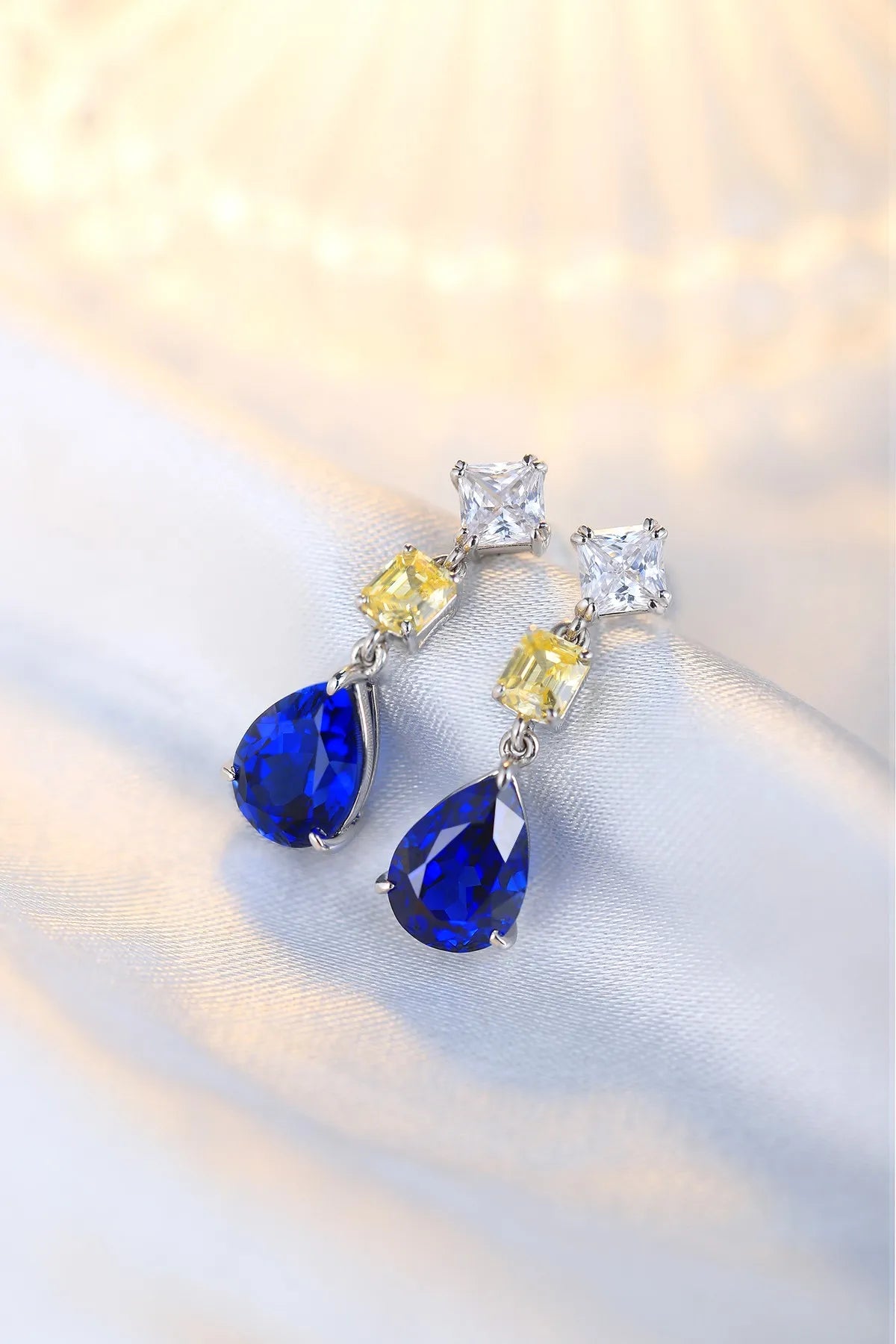 Gemfiori Anster High Quality S925 Lab Grown Sapphire Earring Stud Dainty Gemstone Stud Earrings for Women Daily Wear Gift
