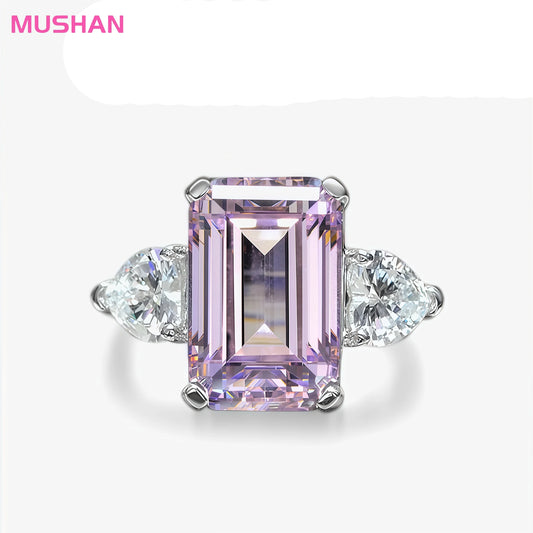 MUSHAN Jewelry Factory 925 Sterling Silver Engagement Ring 5CT Emerald Cut Cubic Zirconia Wedding Bands Parties Jewelry Rings