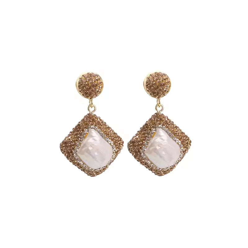 GLSEEVO Natural Freshwater Baroque Bordered Earrings Korean Style Women Luxury Jewelry Fashion Ladies and Girls Gift