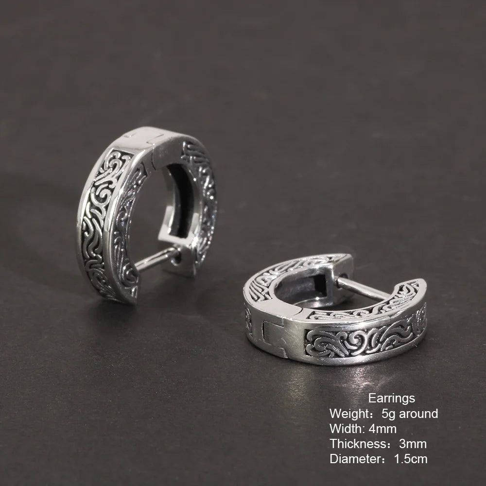 REBEL 925 Sterling Silver Vintage Plant Pattern Jewellery Set