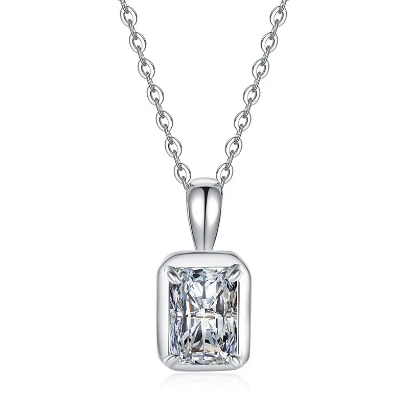 Grade D 1ct /2ct Moissanite Lab Grown Emerald Ruby Sapphire Necklaces 925 Sterling Silver Jewelry  Pendant Necklace Women