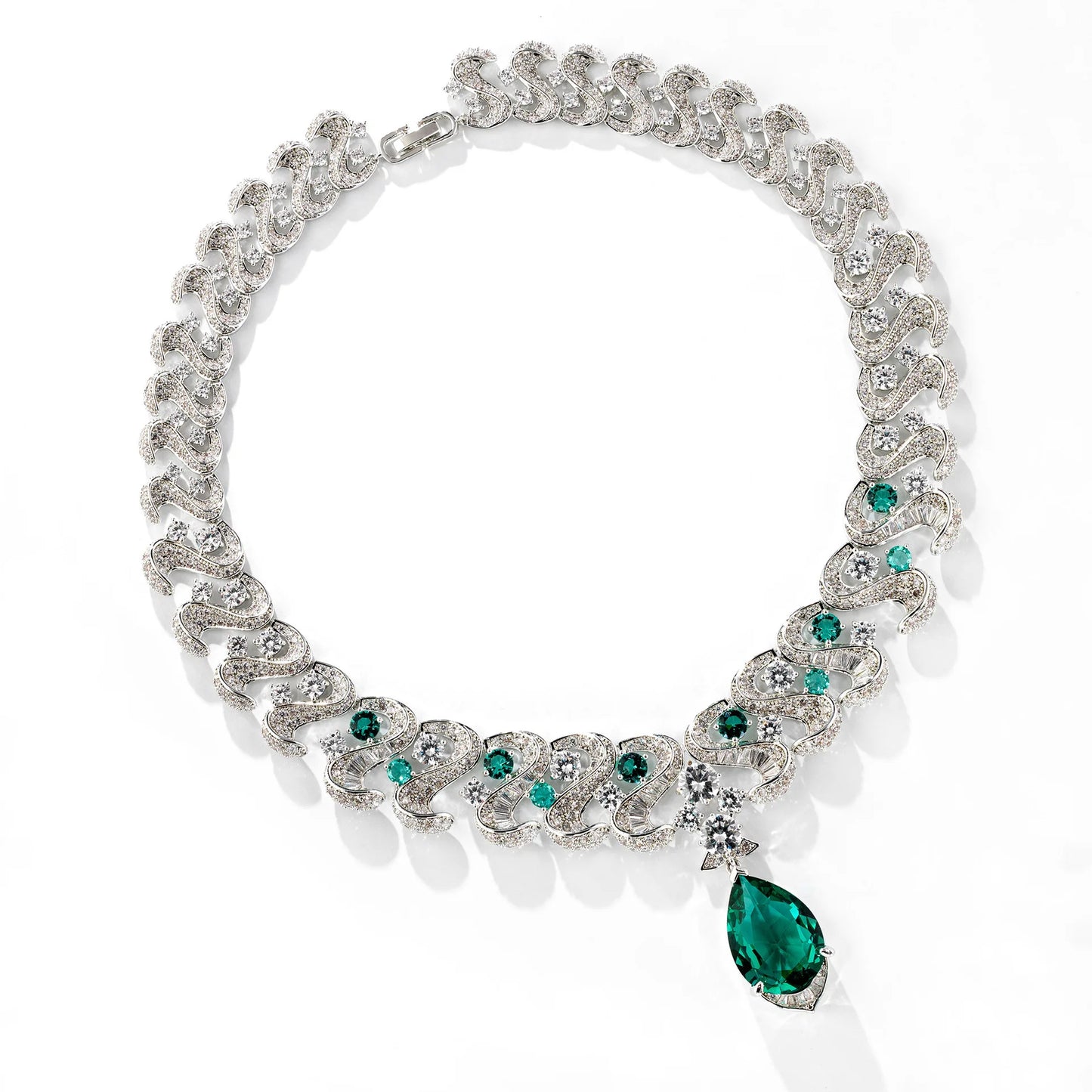 European American Luxury Design Zirconia Bridal Necklace Earrings Set Wedding Evening Party Luxury  Fashion Jewelry Sets