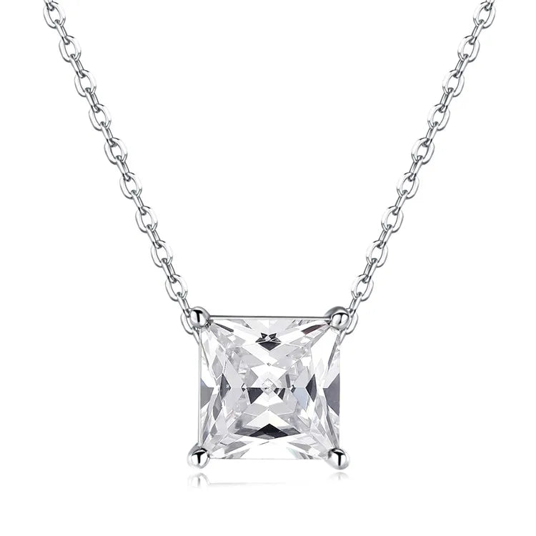 S&S 925 Silver CZ Birthstone Charm Pendant Necklace | Claw-Set Zirconia | 12 Styles