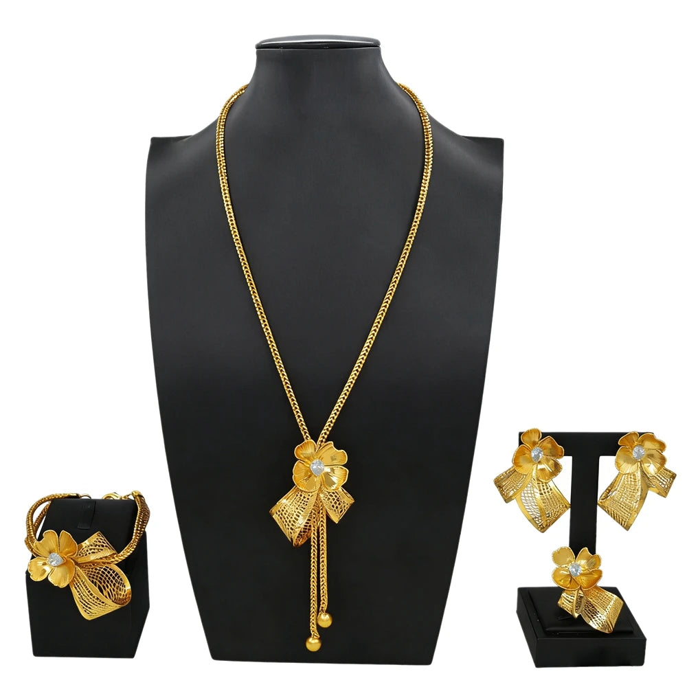 Italian Jewelry Set Alloy Brazilian Jewelry Sets Wedding Party Pendant Necklace Bracelet Ring Earrings Jewelry Set HE2550220
