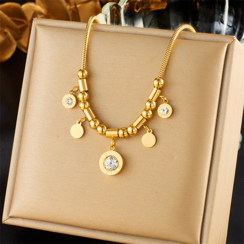 Gold Clear Crystal Choker Necklace & Bracelet Jewellery Set | Sparkling Luxury Fashion Set