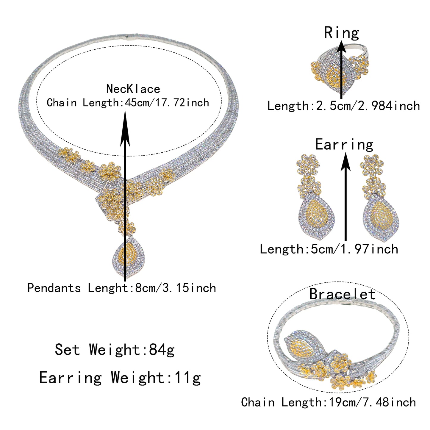 Zhuerrui New Design Sense Jewelry Set American High-end Diamond Series Ladies Classic Inheritance Wedding Four SetsHZ25009145