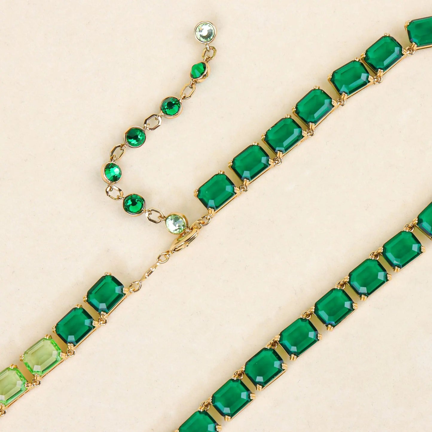 Fashion Women Jewelry Famous Brand Design Green Gradient Swarov Ski Crystal Tennis Chocker Necklace Earring Sets