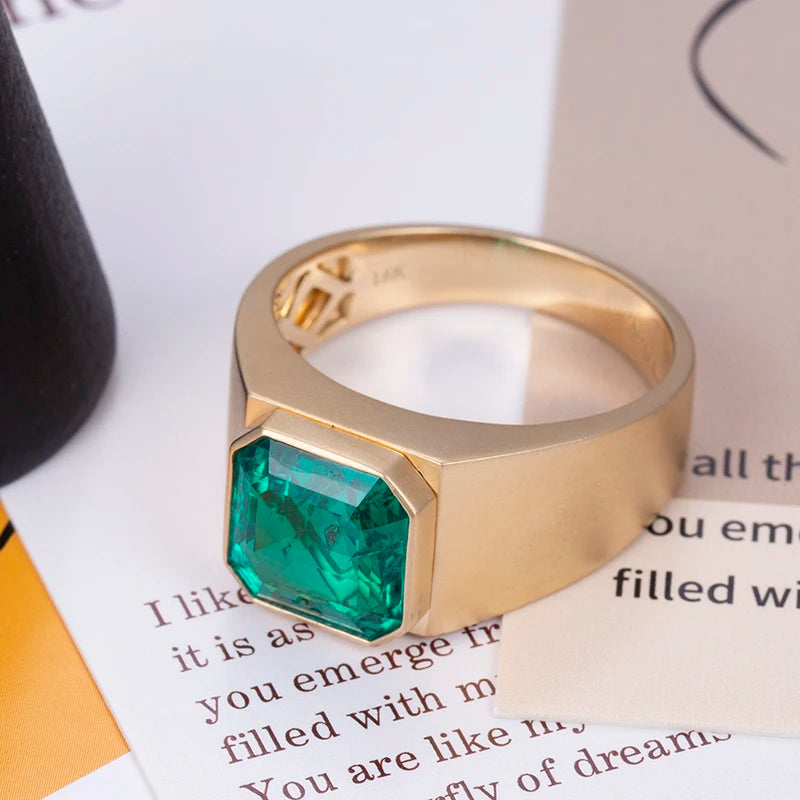 MSR-732 18k Gold Custom  Men  Fashion 10.48mm*10.48mm Asscher Cut Emerald  Ring