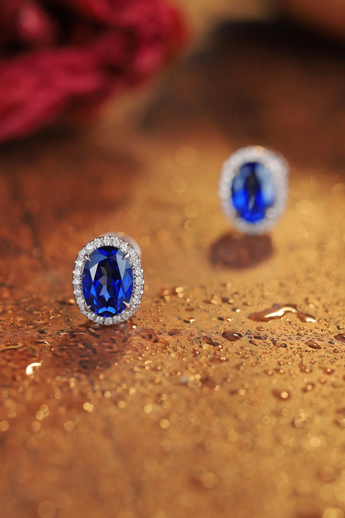 Gemfiori S925 Silver Lab-Grown Diamond Oval Cut Sapphire Trendy Drop Earrings for Wedding & Party
