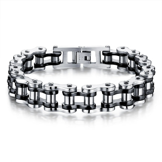 OPK Cross-border European American Men's Stainless Steel Electroplated Trendy Rock Personality Motorcycle Chain Bicycle Bracelet
